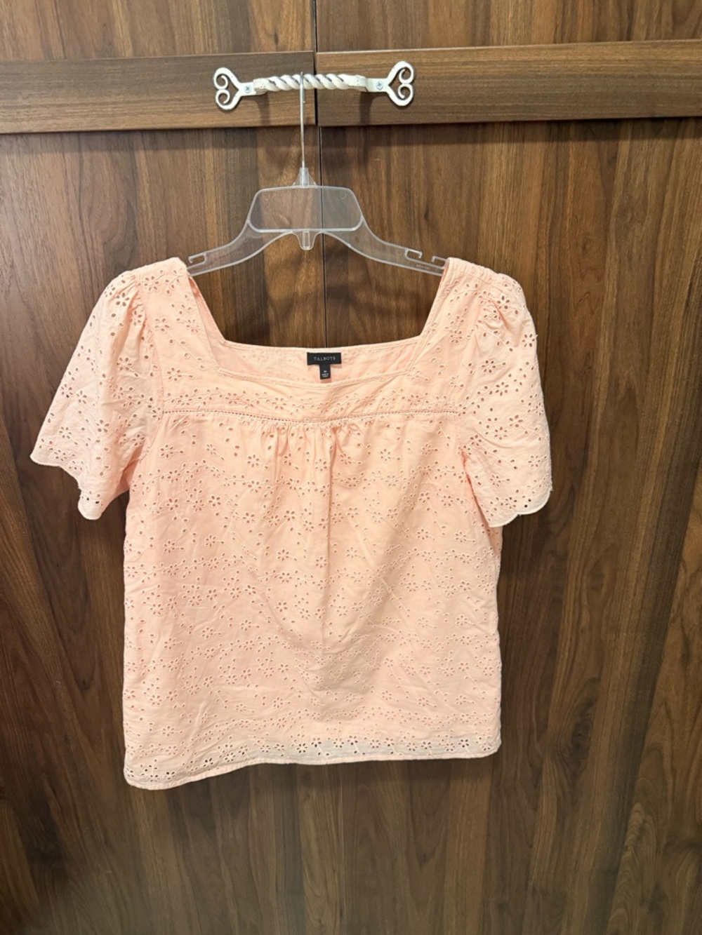 Talbots Eyelet Square-Neck Cotton, Size Medium